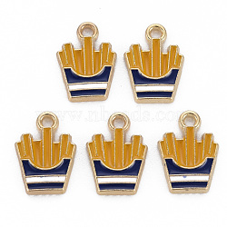 Alloy Enamel Charms, Cadmium Free & Nickel Free & Lead Free, Chips, Light Gold, Blue, 14x10x2mm, Hole: 1.6mm(ENAM-S126-061B-NR)