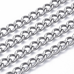 304 Stainless Steel Curb Chains, Twisted Chains, with Spool, Unwelded, Stainless Steel Color, 9x6x3mm, about 82.02 Feet(25m)/roll(CHS-N001-07P)