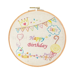 Embroidery Starter Kits, including Embroidery Fabric & Thread, Needle, Instruction Sheet, Birthday Theme, Balloon, 270x270mm(DIY-P077-031)