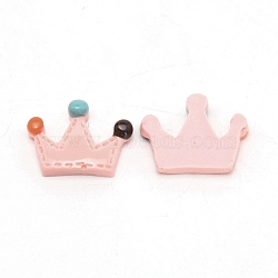 Opaque Resin Cabochons, Crown(with Random Color Dot), Misty Rose, 15x20.5x5.5mm(RESI-WH0016-06C)