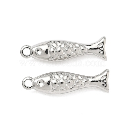 Brass Pendants, Fish, Platinum, 20x5x4.5mm, Hole: 1.4mm(KK-H526-02A-P)