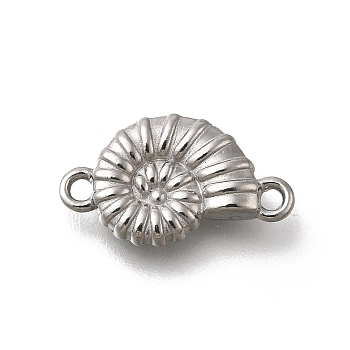 304 Stainless Steel Connector Charms, Shell Shape Links, Anti-Tarnish, Stainless Steel Color, 18.5x10.5x3.5mm, Hole: 1.5mm