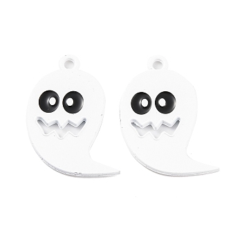 Halloween Theme Rack Plating Alloy Pendants, with Enamel, Ghost, 29x23x2mm, Hole: 2.5mm