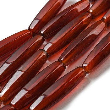 Natural Carnelian Beads Strands, Dyed, Faceted Oval, 30x7.5mm, Hole: 1.2mm, about 13pcs/strand, 15.55''(39.5cm)