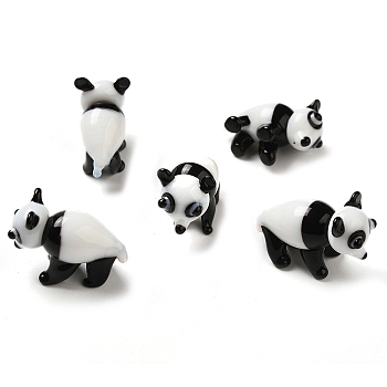 HHandmade Lampwork Home Decorations, 3D Panda Ornaments for Gift, White, 27~28x13~14x19.5~20mm