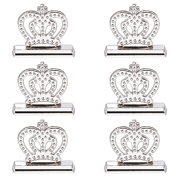 Crown Alloy Memo Clip,  Message Note Photo Stand Holder, for Wedding Decoration, Platinum, 28.5x33.5x9mm