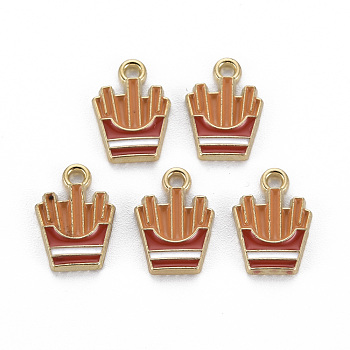 Alloy Enamel Charms, Cadmium Free & Nickel Free & Lead Free, Chips, Light Gold, Colorful, 14x10x2mm, Hole: 1.6mm