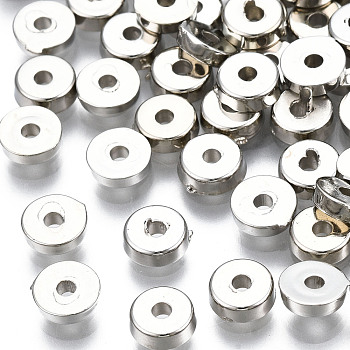 CCB Plastic Spacer Beads, Flat Round, Platinum, 5x1.5mm, Hole: 1.2mm