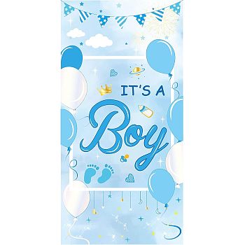 Polyester Hanging Banner Sign, Party Decoration Supplies Celebration Backdrop, Rectangle, Sky Blue, 180x90cm