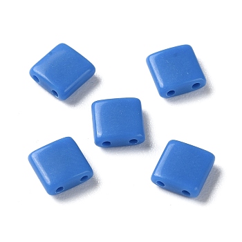 Opaque Acrylic Slide Charms, Square, Dodger Blue, 5.2x5.2x2mm, Hole: 0.8mm