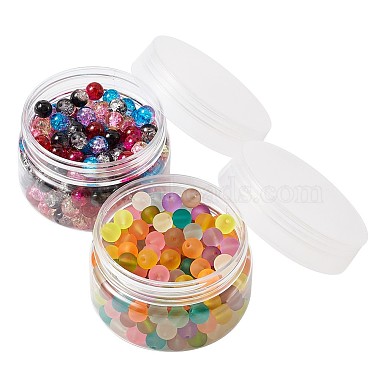 perles de verre dépolies transparentes et perles de verre craquelées bicolores(FGLA-CD0001-01)-3