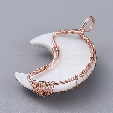 Natural Shell Wire Wrapped Pendants(SSHEL-L015-16)-3