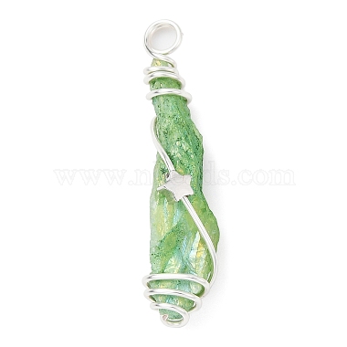 Electroplated Raw Rough Natural Quartz Crystal Copper Wire Wrapped Pendants(PALLOY-JF02412-02)-3