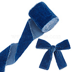 Flat Velvet Ribbons, Raw Edged Ribbons, Clothes Accessories, Prussian Blue, 3 inch(75mm), about 3 Yards/Roll(OCOR-WH0078-91A-06)