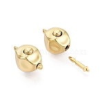 Brass Box Clasps, Nuggets, 1-Strand, 2-Hole, Real 18K Gold Plated, 19~20x11.5x10mm, Hole: 1.2~1.4mm(KK-Q074-11G)