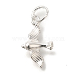 925 Sterling Silver Bird Charms, with Jump Rings & 925 Stamp, Silver, 15x9x3mm, Hole: 3mm(STER-G043-04S)