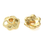 Brass Bead Caps, Flower, Cadmium Free & Lead Free, Rack Plating, Long-Lasting Plated, Real 18K Gold Plated, 6x2mm, Hole: 1.4mm(KK-C260-14G)