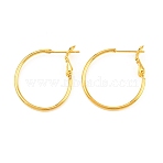 Brass Hoop Earrings, Ring, Real 18K Gold Plated, 20x1.5mm, Pin: 0.6mm(KK-I665-26A-G)