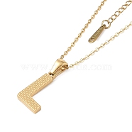 Ion Plating(IP) Initial Letter 304 Stainless Steel Pendant Necklaces, Real 18K Gold Plated, Letter L, 15.87 inch(40.3cm), Pendant: about 17x10.5mm(NJEW-M199-01G-L)