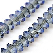 Electroplate Glass Beads Strands, Full Plated, Faceted, Bicone, Steel Blue, 6x3.5mm, Hole: 1mm(EGLA-J027-F07)