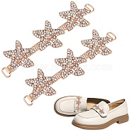 Elite 2Pcs Alloy Decorative Shoe Chain Belts, with Glass Crystal Rhinestone, Starfish, Light Gold, 107x29.5x7mm, Hole: 7.5x3mm(FIND-PH0006-52)