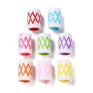 Opaque Acrylic European Beads, Craft Style, Large Hole Beads, Column with Rhombus, Mixed Color, 11.5x7.5mm, Hole: 5mm, about 1500pcs/500g(SACR-P031-15A)