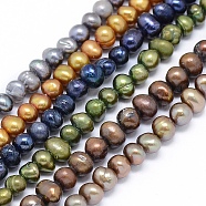 Dyed Natural Cultured Freshwater Pearl Beads Strands, Potato, Mixed Color, 5~6x5mm, Hole: 0.8mm, about 89pcs/strand, 14.1 inch~15.7 inch(36~40cm)(PEAR-L021-05-01)