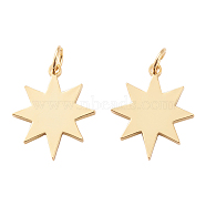 BENECREAT Brass Charms, with Jump Rings, Long-Lasting Plated, Snowflake, Real 18K Gold Plated, 18x14x1mm, Jump Ring: 5x1mm, Inner Diameter: 3mm, 20pcs(KK-BC0004-90)