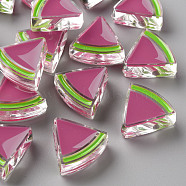 Transparent Enamel Acrylic Beads, Watermelon, Camellia, 23.5x25.5x9mm, Hole: 3.5mm(TACR-S155-001I)