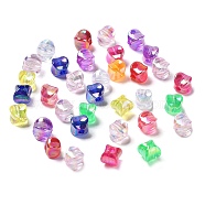 Electroplate Acrylic Beads, Square, Mixed Color, 8.5x8.5x9mm, Hole: 2.7mm(OACR-Z003-01A)