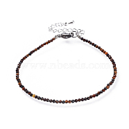 Natural Tiger Eye Bead Bracelets, with 304 Stainless Steel Lobster Claw Clasps and Brass Extender Chains, Faceted, 7-1/4 inch(18.5cm)(BJEW-JB04555-08)