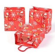 Christmas Themed Paper Bags, Rectangle, for Jewelry Storage, Christmas Themed Pattern, 15x14x0.45cm(CARB-P006-06A-01)