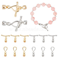 ELITE 8 Sets 2 Colors Brass Toggle Clasps, Long-Lasting Plated, Infinity, Platinum & Golden, Infinity: 15.5x7.5x1.5mm, Bar: 17x4.5x2mm, 4 sets/color(KK-PH0010-31)