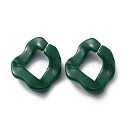 Acrylic Linking Ring, Quick Link Connector, Twisted Rhombus, for Curb Chain Making, Dark Green, 25.5x21x6mm(MACR-CJC0004-15F)