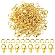 50Pcs Zinc Alloy Lobster Claw Clasps, Parrot Trigger Clasps, Jewelry Making Findings, with 150Pcs Iron Open Jump Rings, Golden, 12x6mm, Hole: 1.2mm(FIND-YW0003-95)