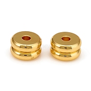 Long-Lasting Plated Brass Spacer Beads, Groove Beads, Flat Round, Golden, 7x4mm, Hole: 1.8mm(KK-D160-29G)