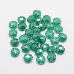 Cubic Zirconia Cabochons, Faceted, Flat Round, Light Sea Green, 5mm(ZIRC-P014-F02-02)