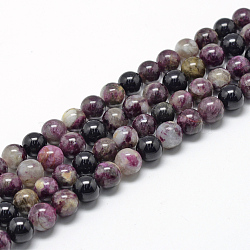 Natural Tourmaline Beads Strands, Grade AB, Round, 11~12mm, Hole: 1mm, about 32~35pcs/strand, 15.7 inch(G-R446-12mm-02)