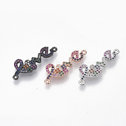 Brass Micro Pave Cubic Zirconia Links connectors, Word LOVE, Colorful, for Valentine's Day, Mixed Color, 10.5x19x1.5mm, Hole: 1mm(ZIRC-T012-82)