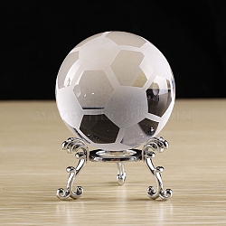 Glass Footbal Crystal Ball Sphere Display with Stand, for Home Decoration, Clear, 60mm(PW-WG61563-01)