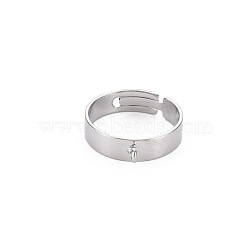Brass Adjustable Finger Ring Settings, Loop Ring Base, with Loop, Nickel Free, Real Platinum Plated, US Size 6 3/4(17.1mm)(KK-N232-289P)
