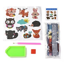 DIY Owl Diamond Painting Stickers Kits For Kids, with Diamond Painting Stickers, Rhinestones, Diamond Sticky Pen, Tray Plate and Glue Clay, Mixed Color, 18x16.4x0.03cm(X-DIY-O016-19)
