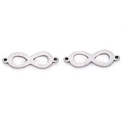 201 Stainless Steel Links, Laser Cut, Infinity, Stainless Steel Color, 7x22x1mm, Hole: 1mm(STAS-R107-08)