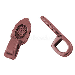 Tibetan Style Pendant Bails, Lead Free , Glue-on Bail, Red Copper, 16mm long, 6mm wide, 5mm thick, Hole: 3mm(X-RAB3357Y)