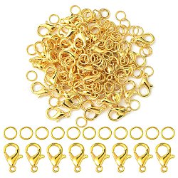 50Pcs Zinc Alloy Lobster Claw Clasps, Parrot Trigger Clasps, Jewelry Making Findings, with 150Pcs Iron Open Jump Rings, Golden, 12x6mm, Hole: 1.2mm(FIND-YW0003-95)