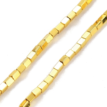 Synthetic Non-magnetic Hematite Beads Strands, Long-Lasting Plated, Cuboid, Golden Plated, 2~2.5x1.5x1.5mm, Hole: 0.6mm, about 188pcs/strand, 16.22''(41.2cm)