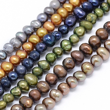 Dyed Natural Cultured Freshwater Pearl Beads Strands, Potato, Mixed Color, 5~6x5mm, Hole: 0.8mm, about 89pcs/strand, 14.1 inch~15.7 inch(36~40cm)