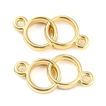Rack Plating Alloy Connector Charms, Cadmium Free & Nickel Free & Lead Free, Double Rings, Golden, 12x26x4mm, Hole: 2mm