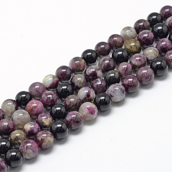 Natural Tourmaline Beads Strands, Grade AB, Round, 11~12mm, Hole: 1mm, about 32~35pcs/strand, 15.7 inch