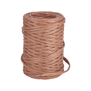Paper Cords for DIY Jewelry Making, with Iron Wire Inside, Camel, 3.8x2mm, about 50m/roll